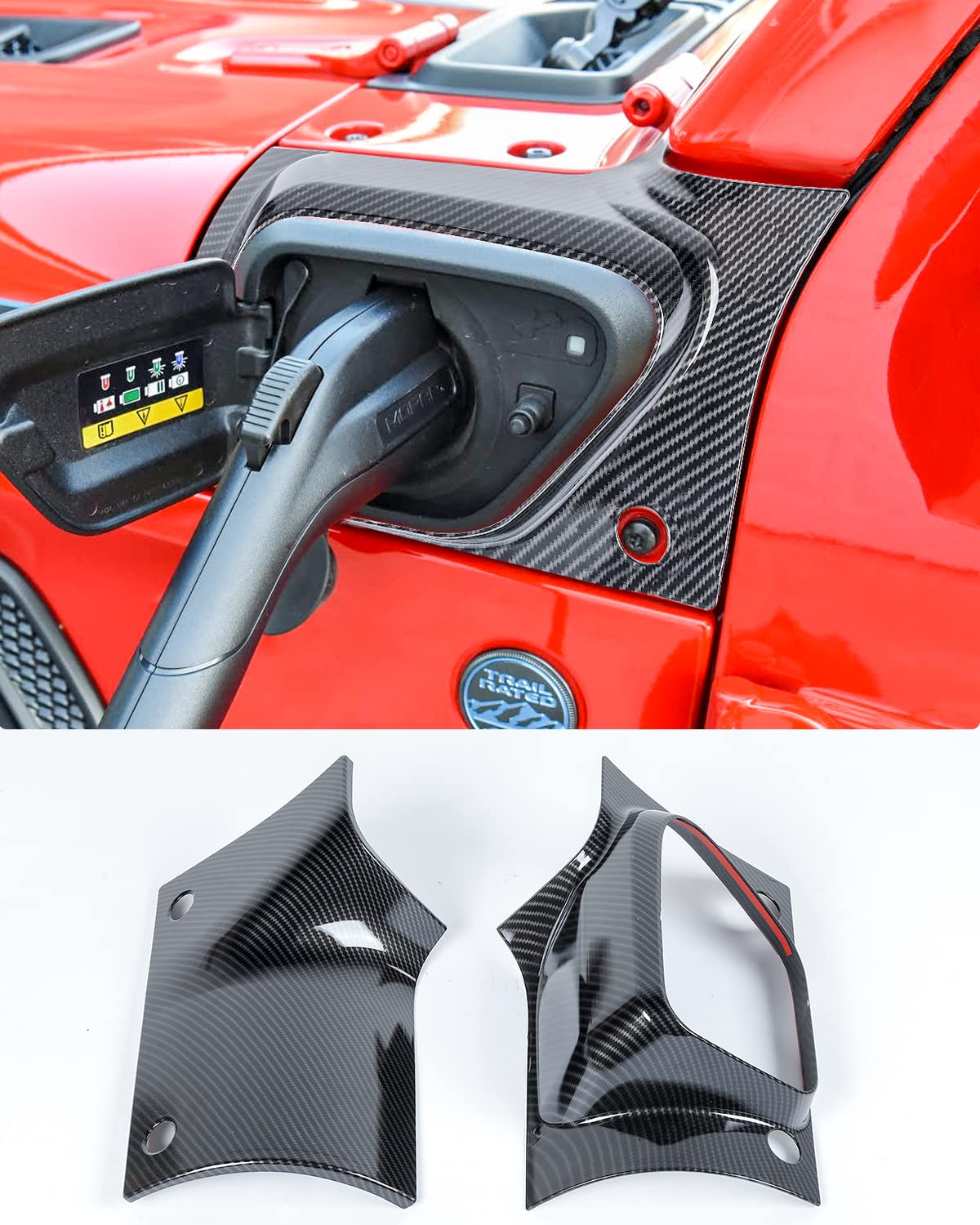 Savadicar Cowl Body Armor, Outer Cowl Covers, Corner Guards Compatible with 2021 2022 2023-Current Jeep Wrangler 4xe, Exterior Accessories Parts, Carbon Fiber, Pair