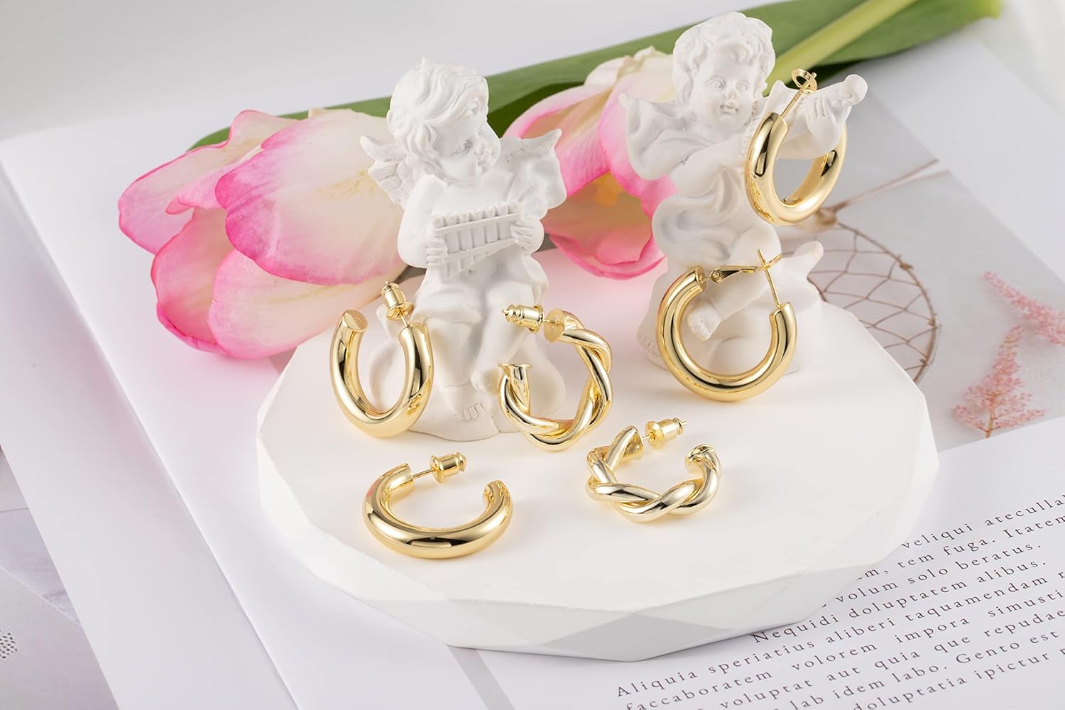 3 Pairs Small Huggie Hoop Zirconia Earrings Set 14K Gold Hypoallergenic Lightweight Huggie Hoops Earrings for Women Girls - Image 4