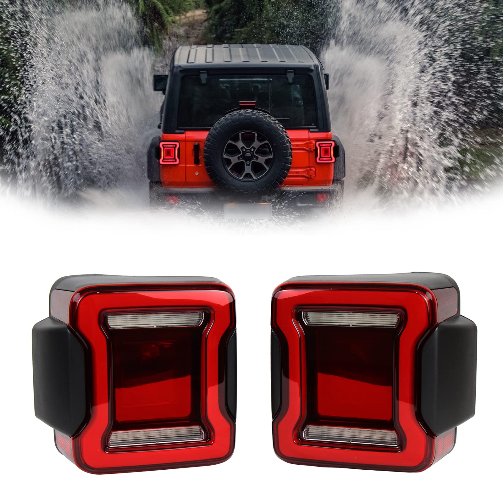 Photo 1 of LED Tail Lights Rear Lights Compatible with JK 2007-2017?Taillights W/Daytime Running Light, Brake Turn Signal Light,Reverse Light and Side Marker Light Tunnel edition(Clear)