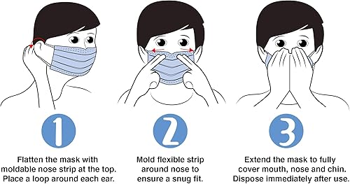 Miniatura 10 de Mascarilla desechable para niños de un solo uso (paquete de 50)