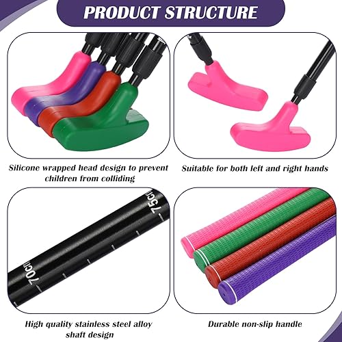 Vista 4 de Hiboom Putters de golf para hombres y mujeres, putter de golf de dos vías con 4 pelotas de golf, longitud ajustable, para niños, a granel