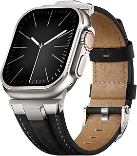 Suitisbest アップルウォッチ バンド 本革 レザー 交換ストラップ Apple Watch Ultra バンド 49mm 46mm 45mm 44mm 42mm 対応 iWatch Ultra3 Ultra2 Ultra 11 10 9 8 7 6 5 4 3 SE3 SE2 SE用 男女兼用 耐久性 おしゃれなデザイン