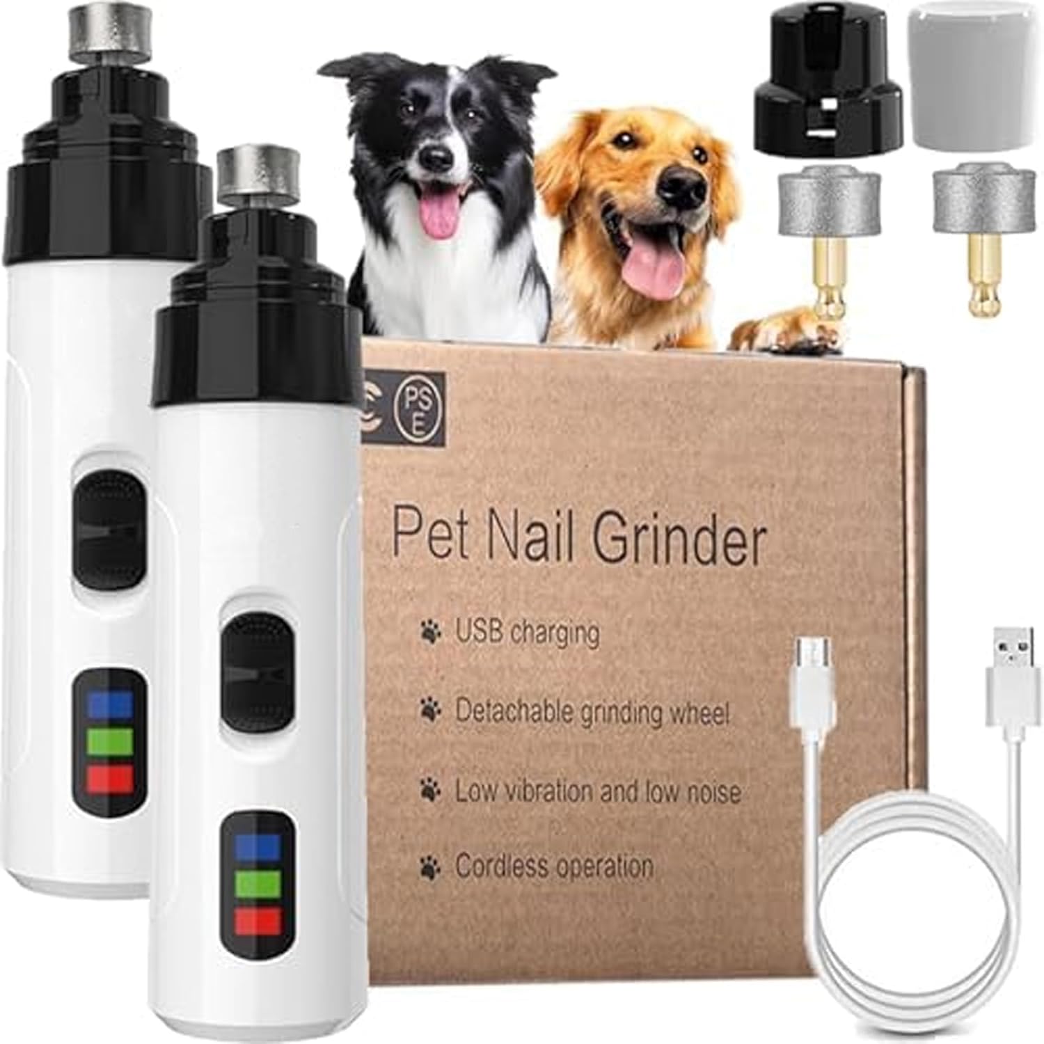 Electric Dog Nail Grinder & Trimmer - Rechargeable, Quiet, Low Vibration Pet Grooming Tool for Small & Large Dogs - Safe Paws Clipper with LED Light for Professional Home Grooming