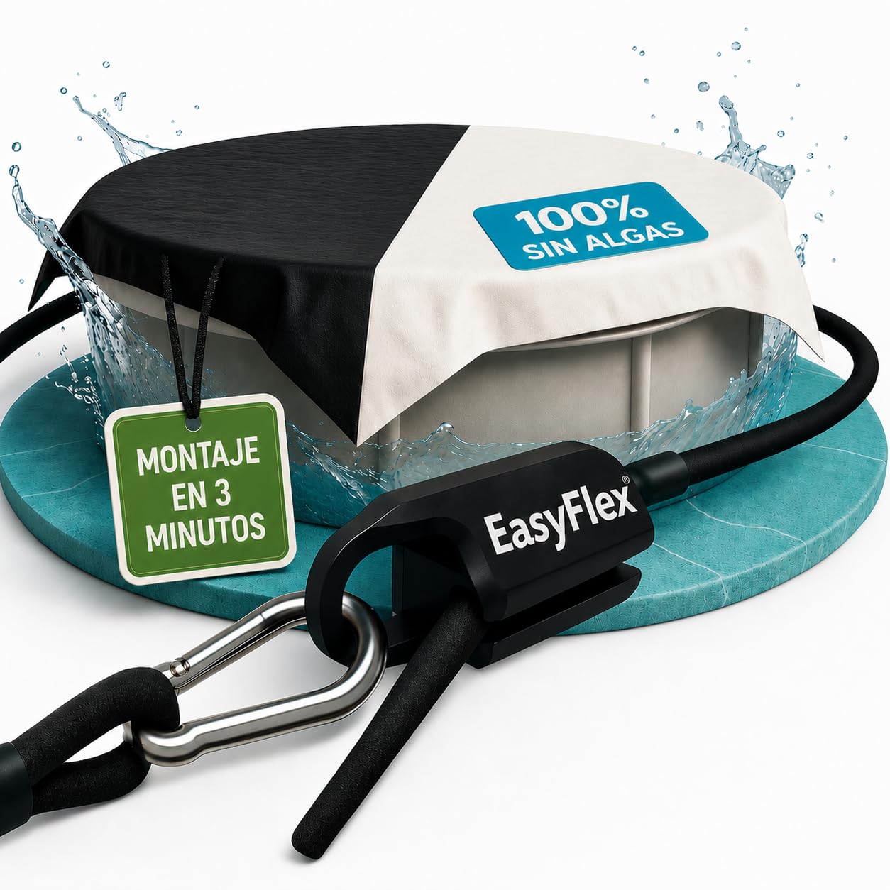 Cubierta para Piscina Ø320-420 cm | Kit EasyFlex con Lona 5x5 m