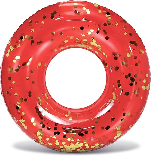 Miniatura 8 de CoTa Global Flotador inflable de piscina con confeti de 36 pulgadas, anillo de natación de alta calidad, flotador de vinilo resistente, juguete para