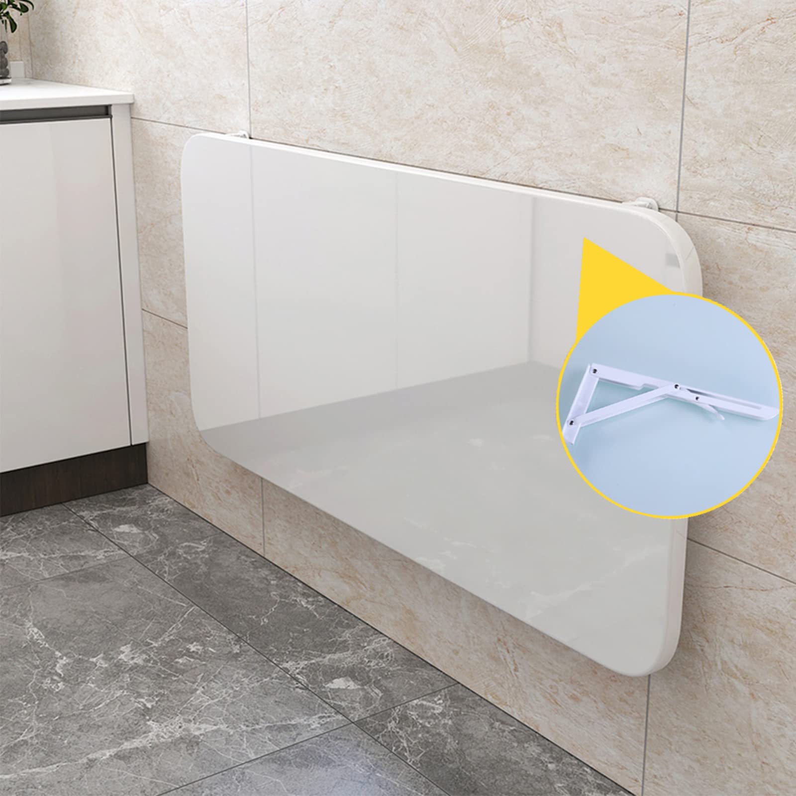 BMXRX Wandklapptisch Klapptisch Wandtisch, Stabiler Klapptisch Wandmontage Platzsparender Schwimmender Schreibtisch Küchentisch Kindermöbel Laptoptisch Esstisch 40x30cm/16x12in White