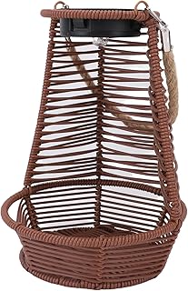 POCREATION Solar Garden Lantern Rattan Hanging Planter with High Efficie...