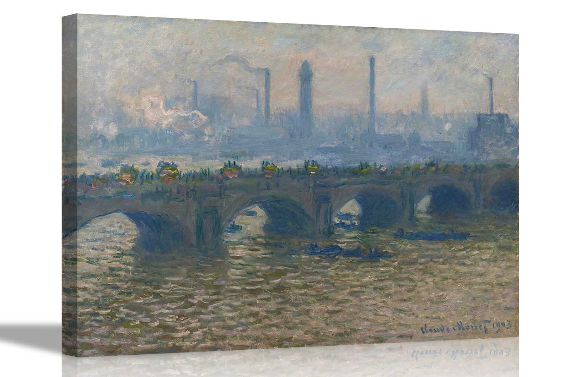Artley Prints Waterloo Bridge Grey Weather By Claude Monet Canvas Wall Art Prints Pictures Home Living Room Modern Art Portrait Large 86 X 61Cm (34 X 24 Inches)