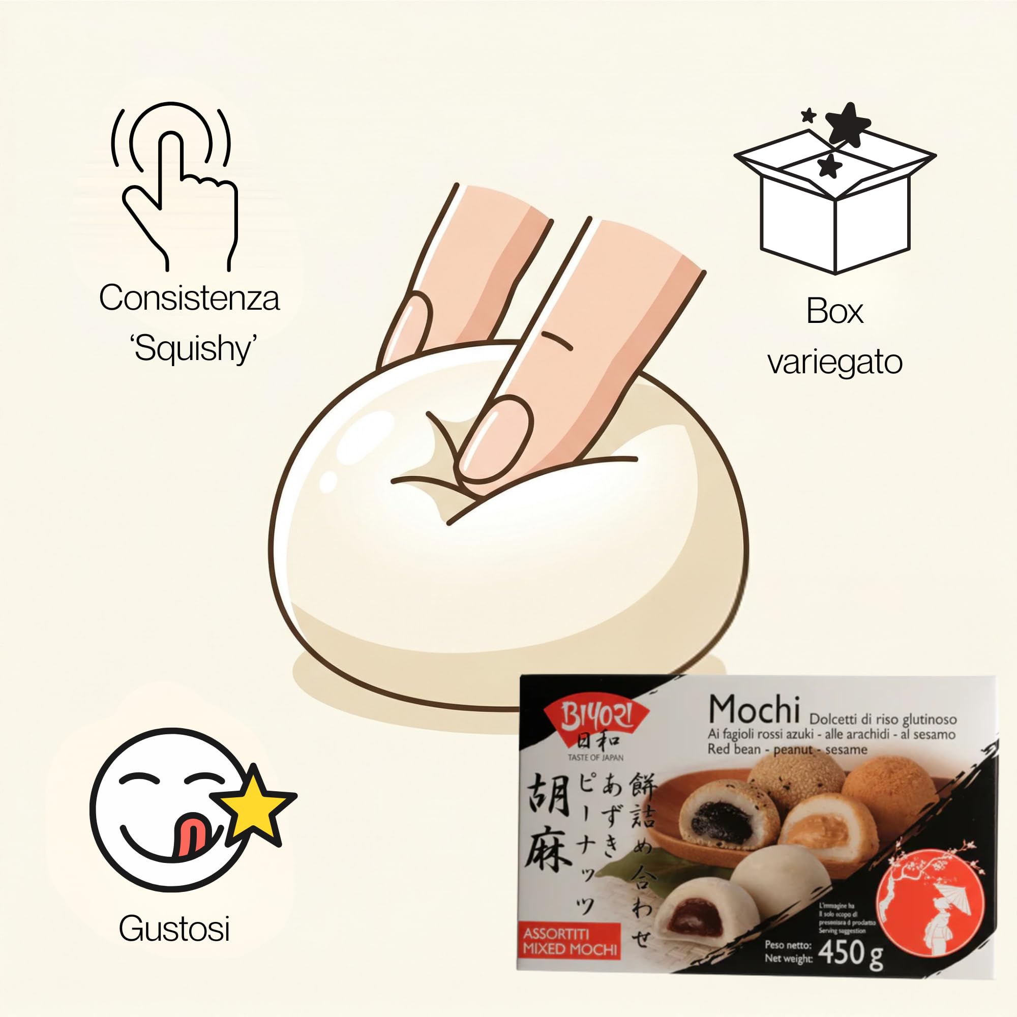 HU TASTE Mochi Biyori 3+1 Box: 3 Confezioni Gusti Taro, Sesamo, Arachidi + 1 Confezione Mix Mochi Assortiti - Snack Dolci Giapponesi e Dolcetti Asiatici, Japanese Food Snack Box e Dolci Giapponesi, 4