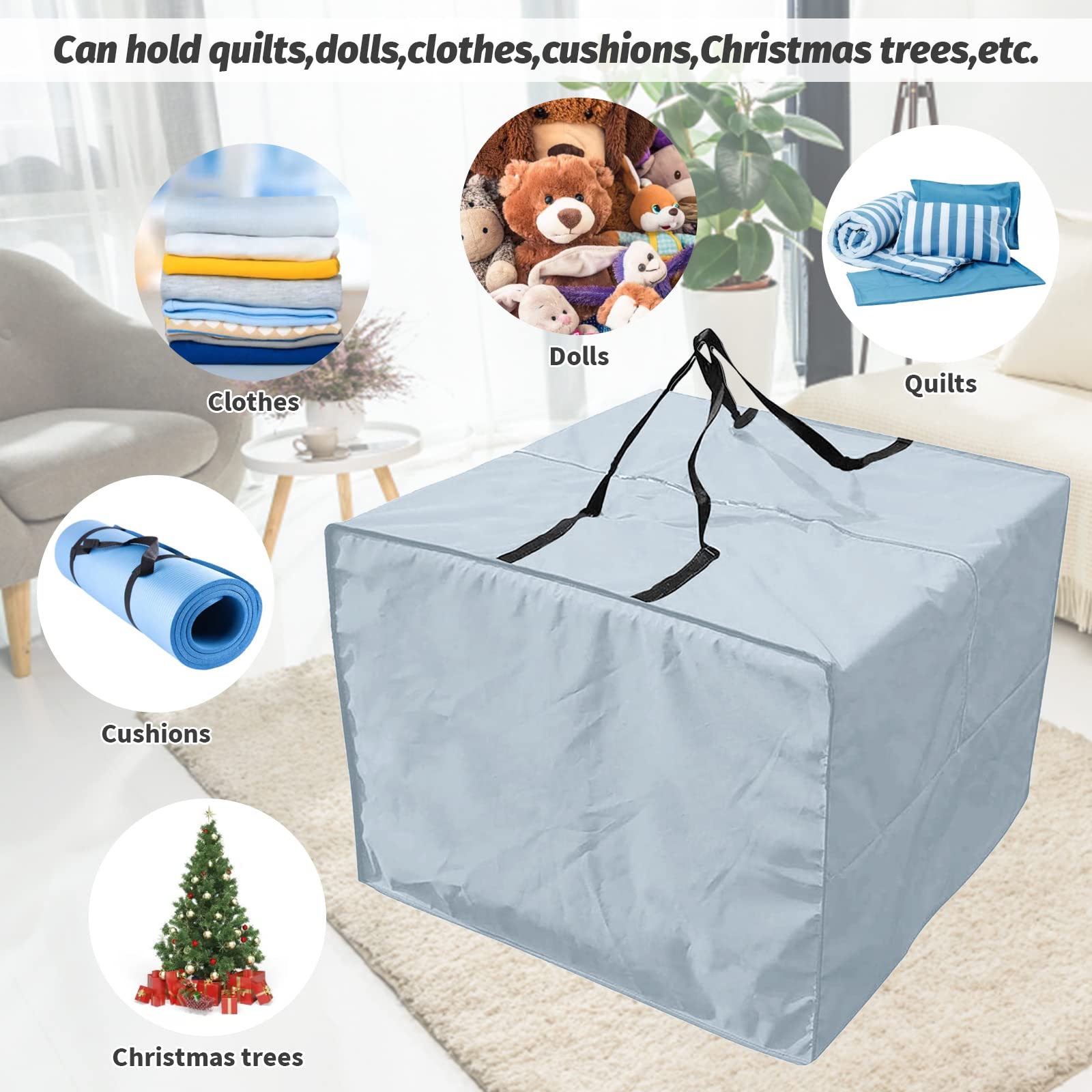 Sac De Rangement Imperméable Pour Coussins De Jardin - Tissu Oxford 210D Anti-UV - Deux Tailles (122 Cm Ou 173 Cm) - Avec Fermeture éclair Et Poignée