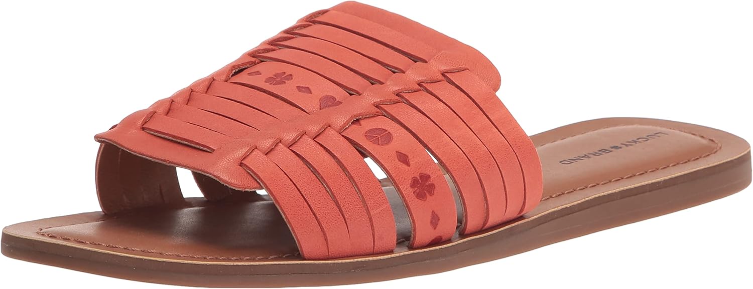 Lucky Brand Women's Baneen Flat Sandal, Chili, 6