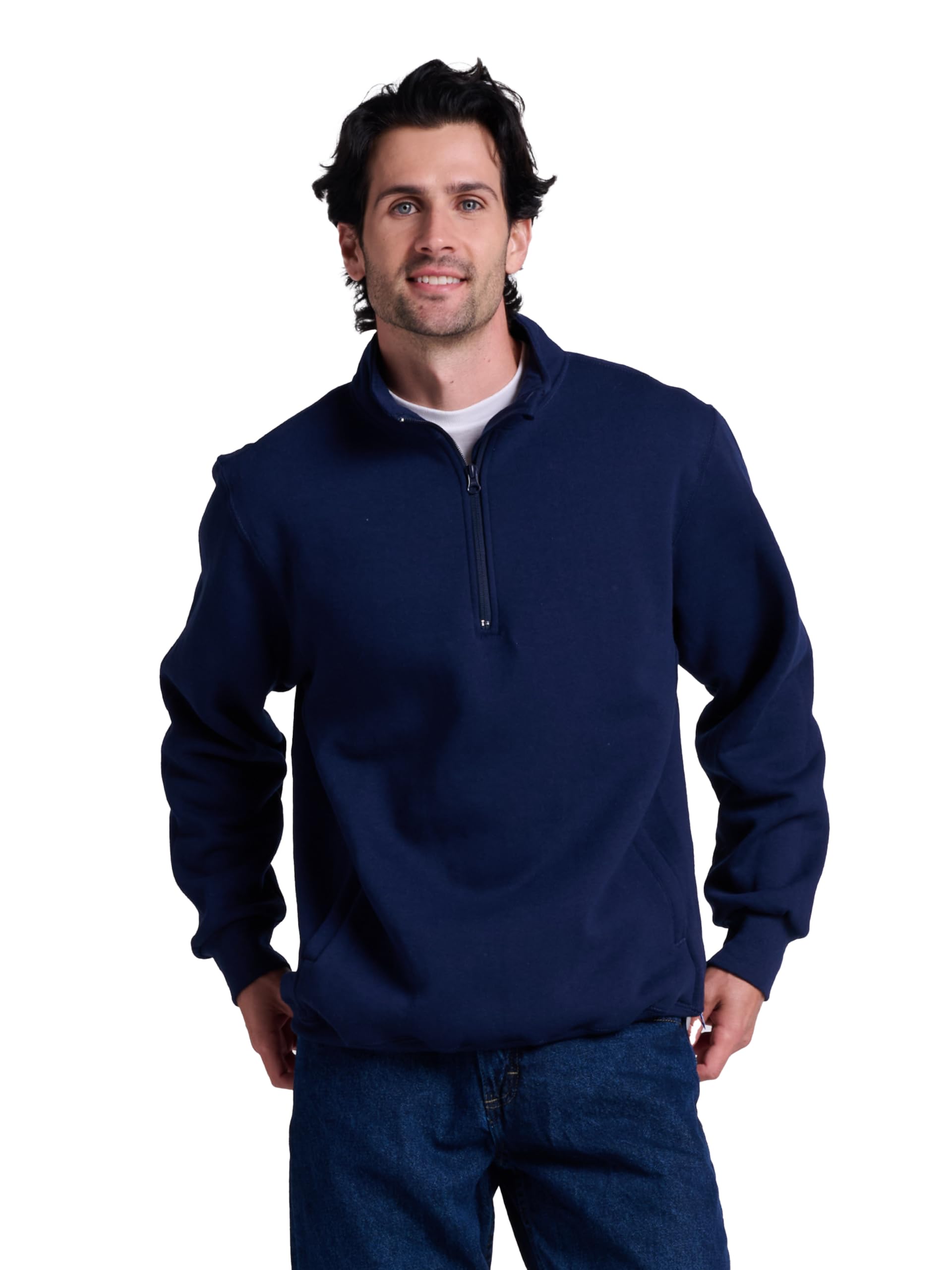 Russell Athletic Men's Dri-Power Fleece 1/4 Zip Cadet, Navy, Large