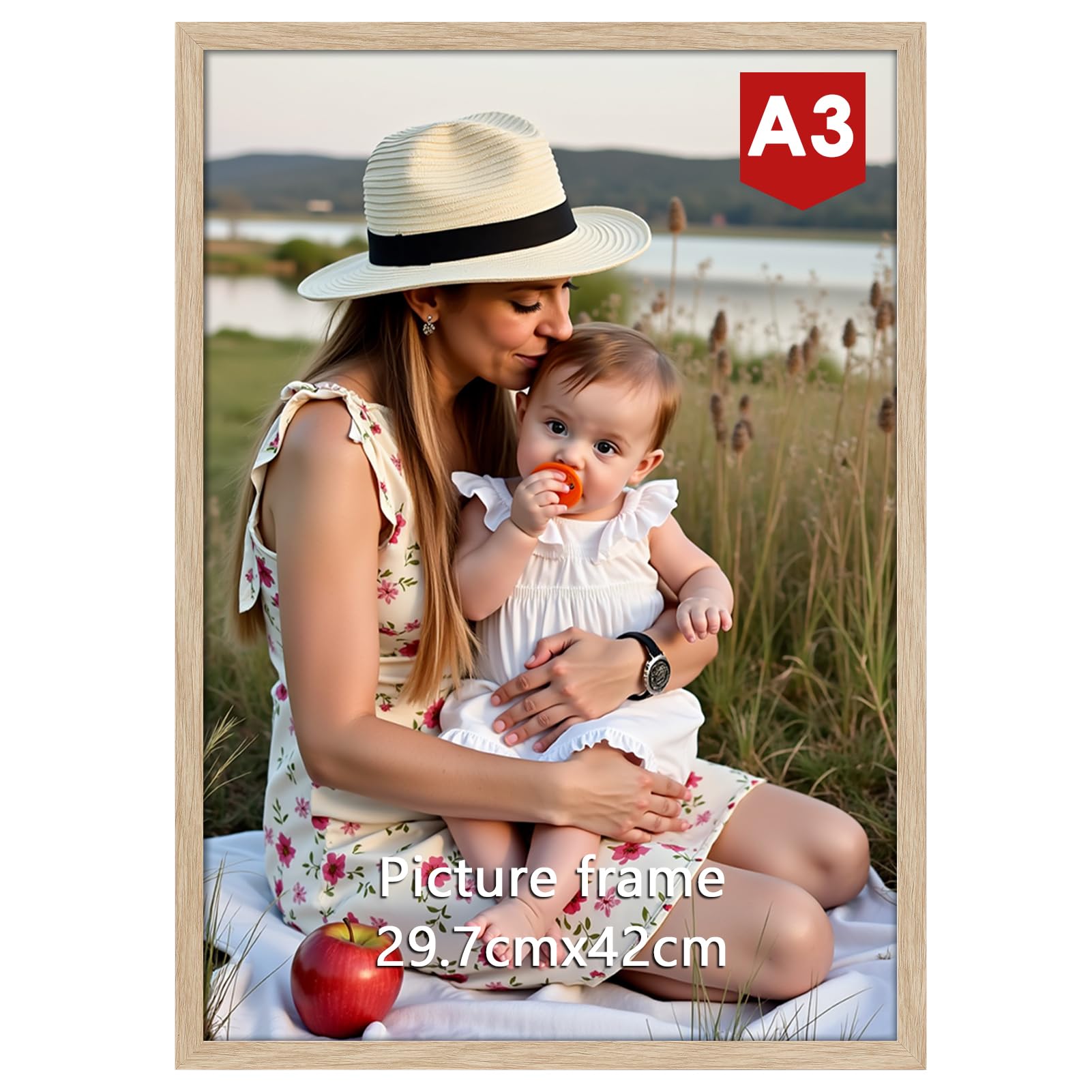 Ditwis A3 Picture Frame Wood Colour, Large Poster Frame for Horizontal or Vertical Wall Display in Living Room, Office, Gallery