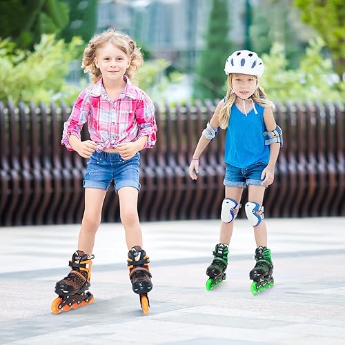 Miniatura 12 de MammyGol Patines en línea para niños y niñas Patines ajustables con ruedas iluminadoras Patines para principiantes Negro