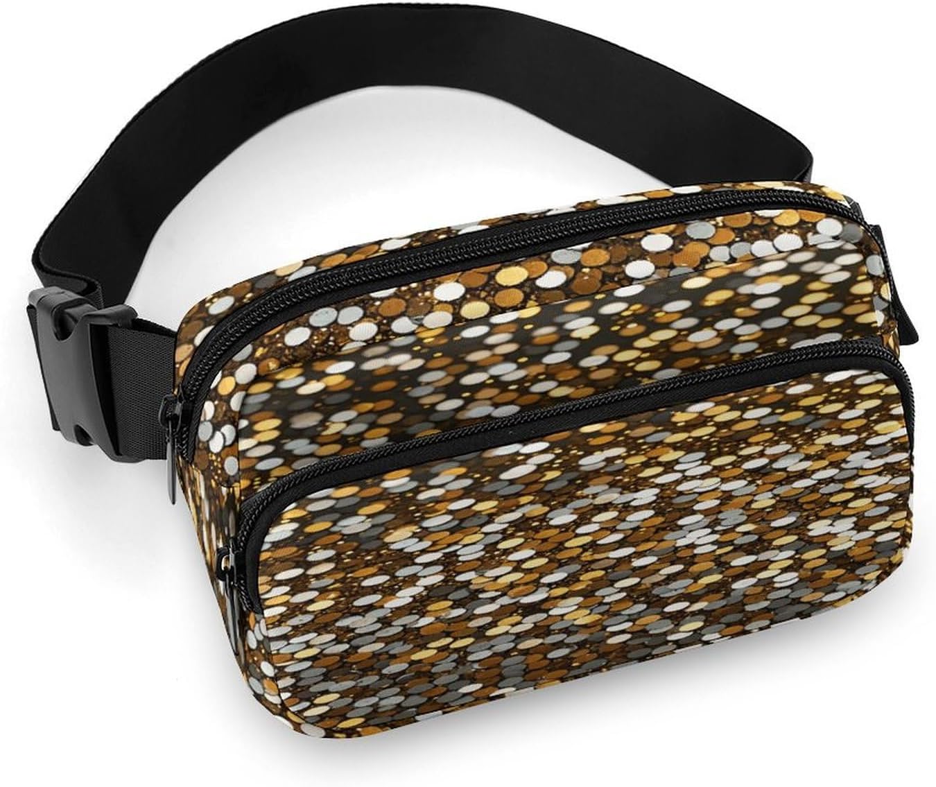 Glitter Sequin Spot Fanny Pack Belt Bag with Adjustable Strap Fashion Waist Bag for Outdoor Sports Hiking