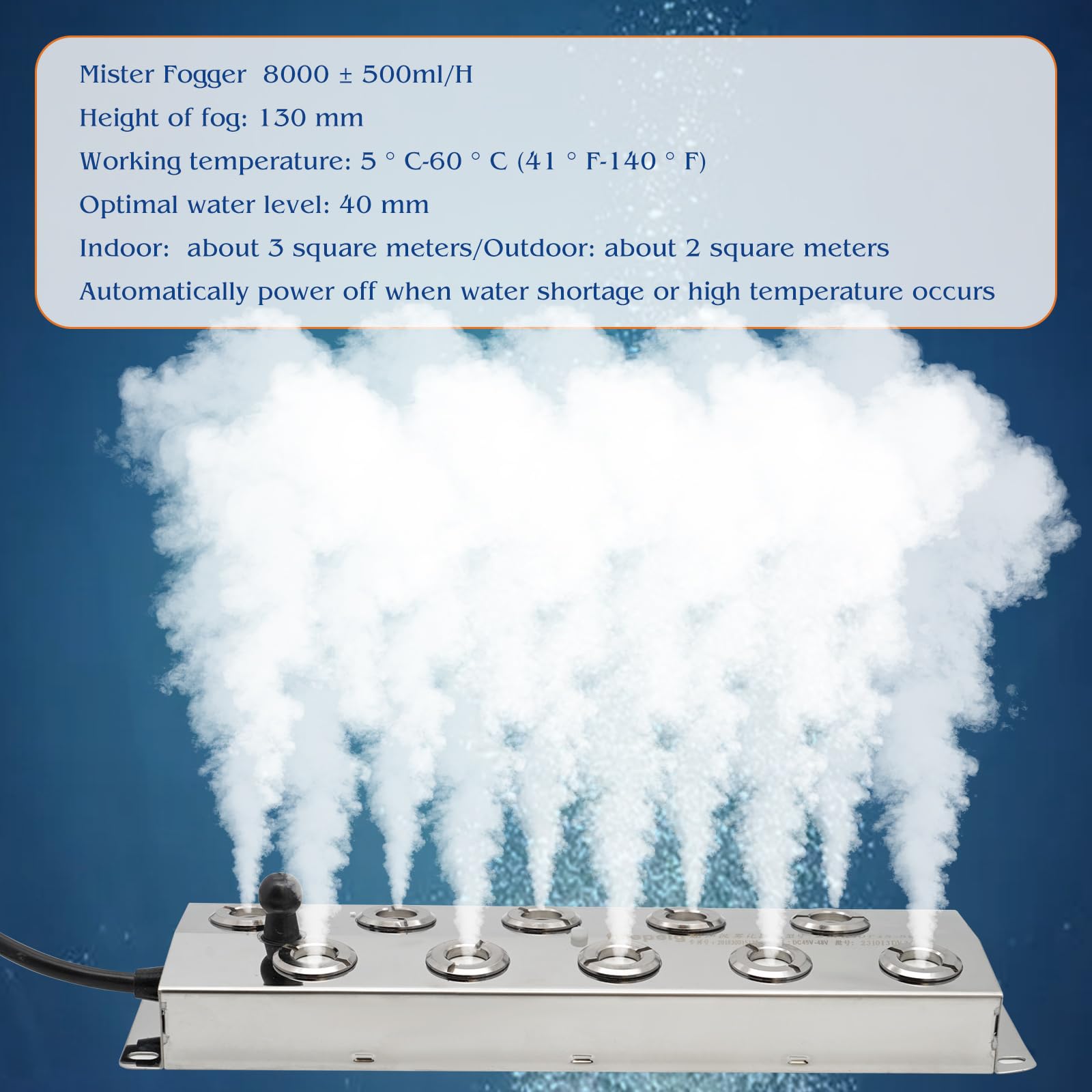 Nebelmacher Ultraschall Vernebler 10-Kopf 7L/h 400W Netzteil Boje Nebelmaschine Terrarien Teiche