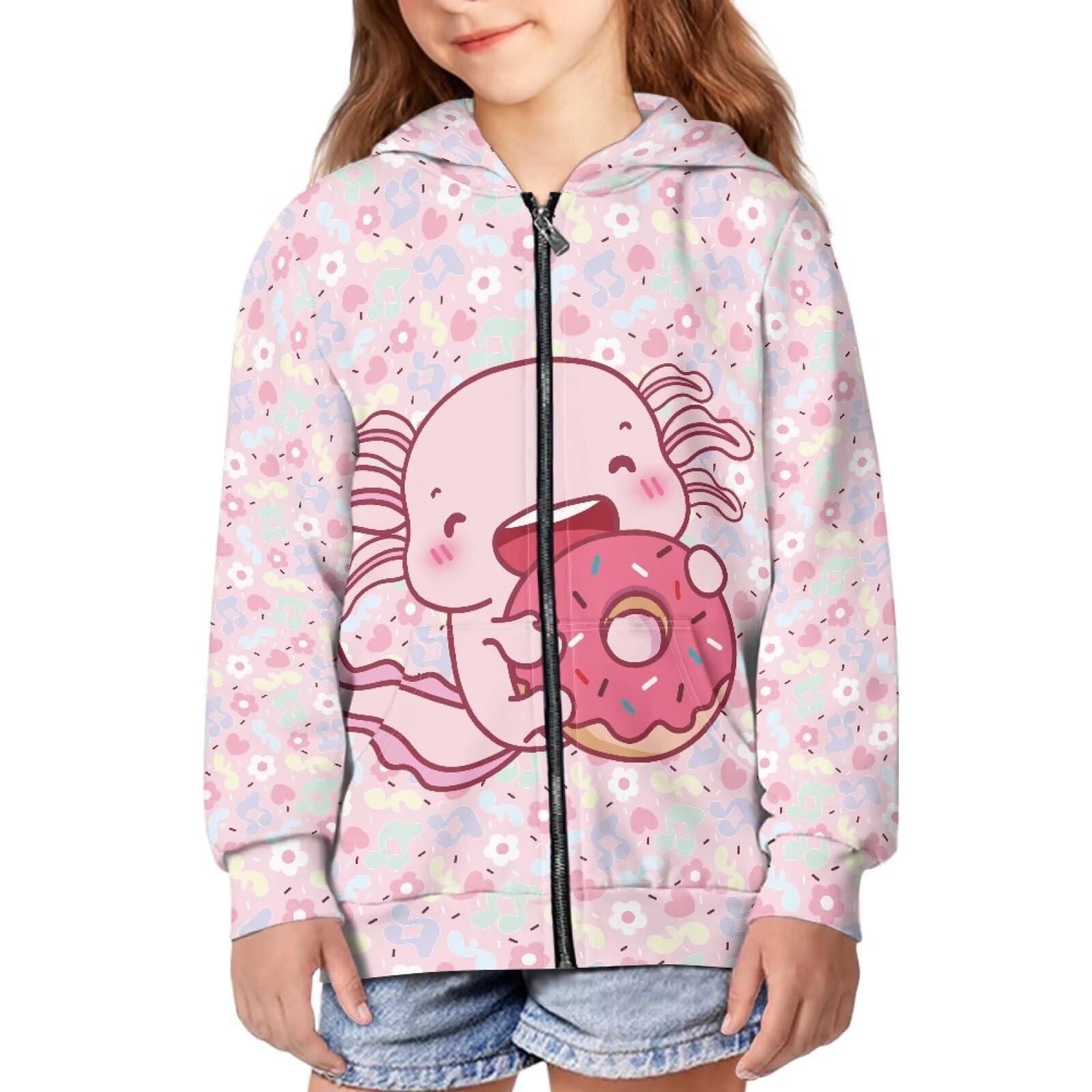Unisex Zipper Sweatshirt Boys Girls Hooded with 2 Pocket Pullover Hoodies for 6-16Y Kids