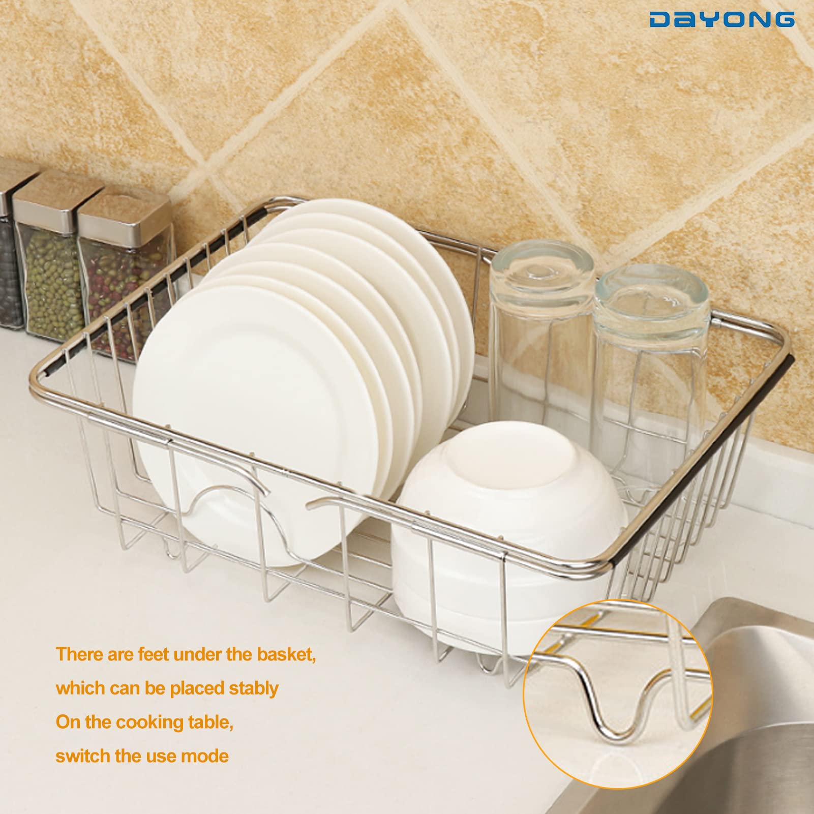 Buy DAYONG Expandable Dish Drying Rack,Adjustable Dish Drainer,Over