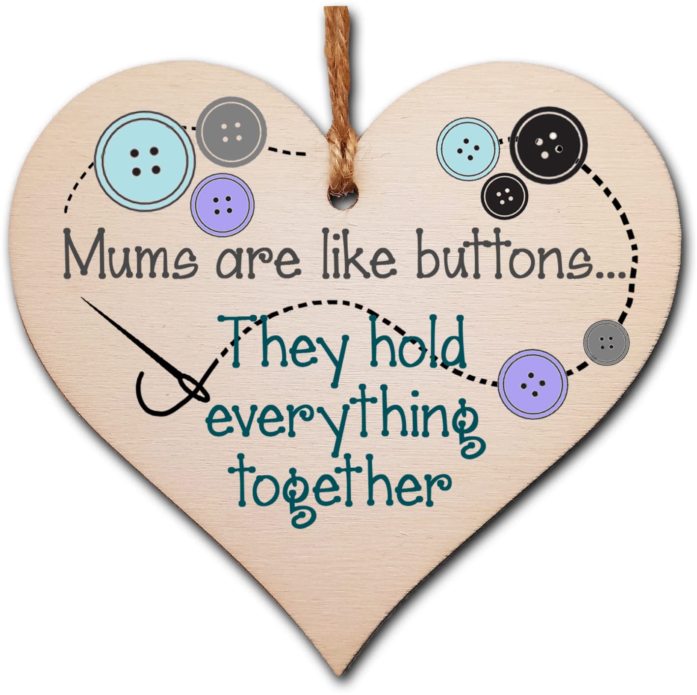 Gift In Can Natural Handmade Wooden Hanging Heart Plaque Gift For Mum Thoughtful Keepsake For Craft Sewing Fan