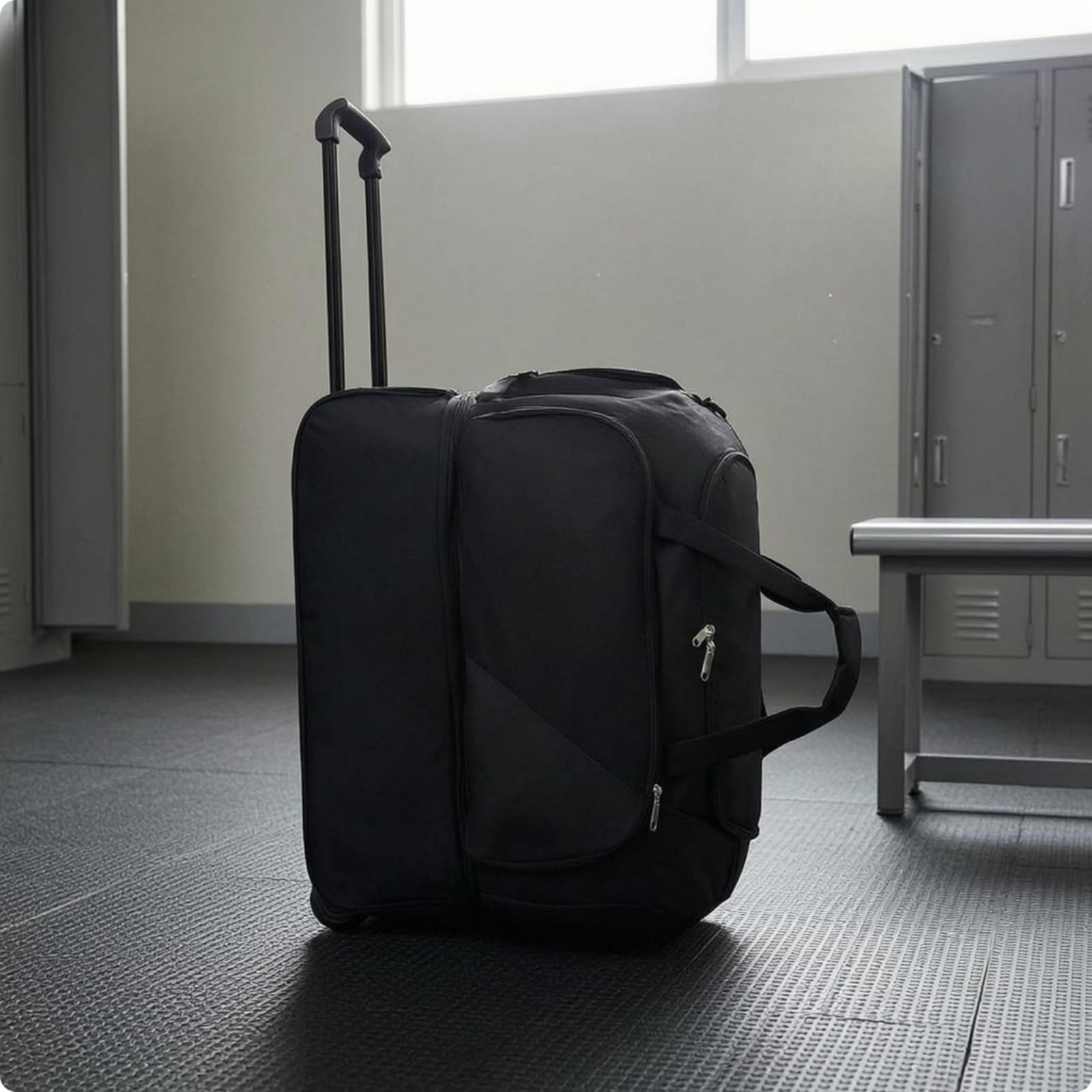 Borsa da Viaggio Sportiva Trolley Borsone Strutturato con Ruote Contenitore Attrezzatura Sacca Palestra in Tessuto Oxford con Manico in Metallo