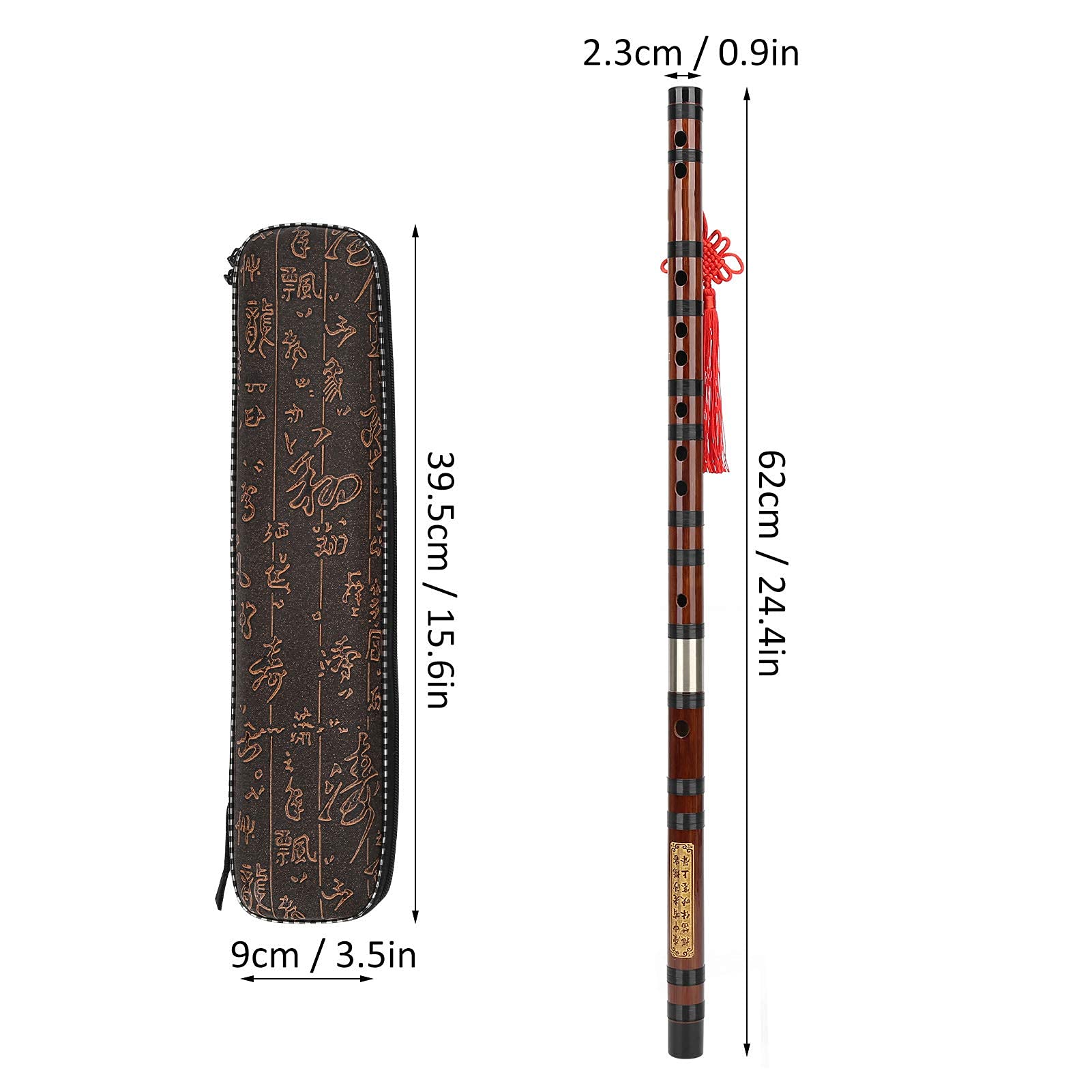 Flûte en Bambou Flûte en Bambou Chinois Lettrage à Clé en D Corps en Matériau Sec Kit Dizi Instrument à Vent Traditionnel avec une Bonne étanchéité