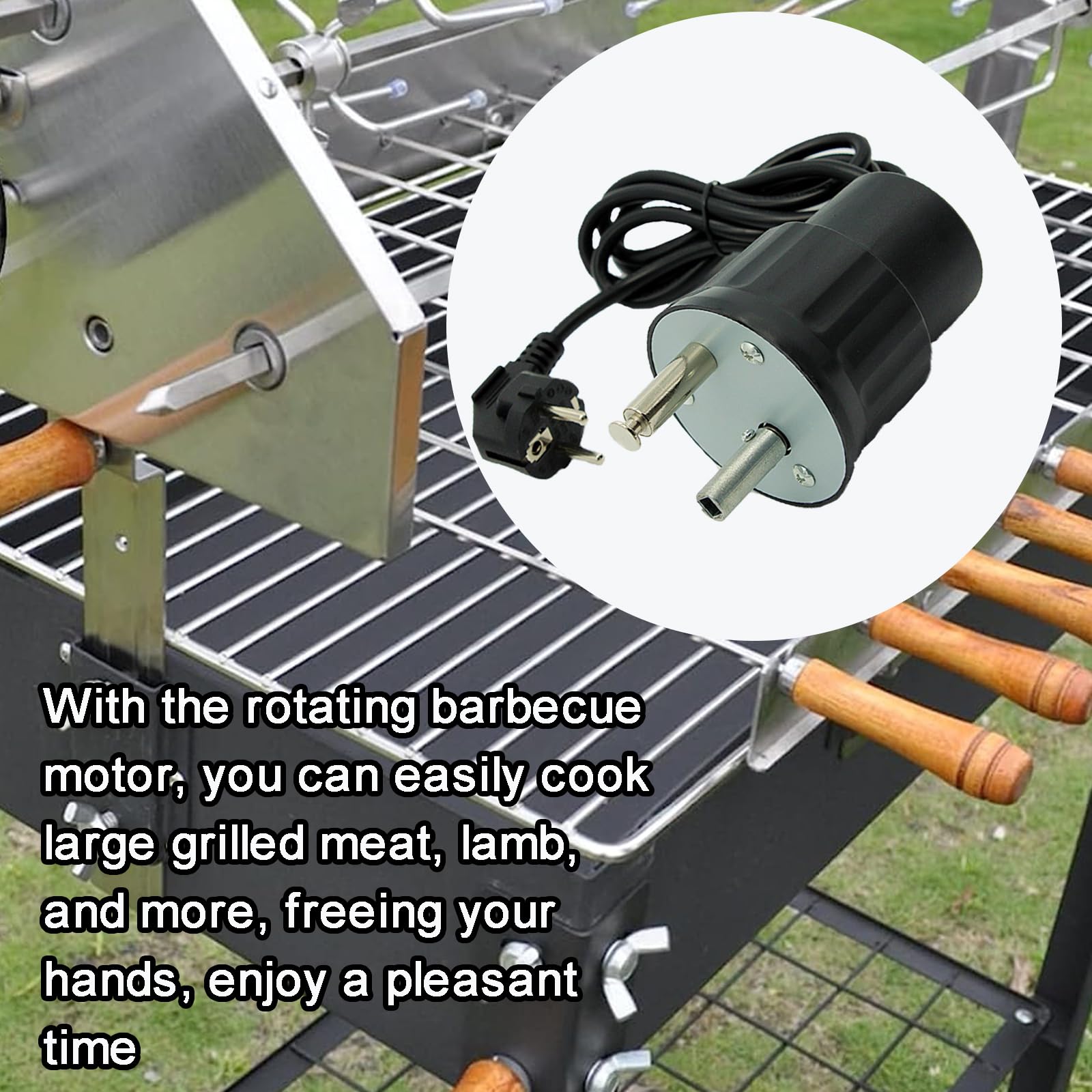 GAESHOW Moteur Tourne Broche de Barbecue, 220v Electrique Rotateur Gril Moteur, Moteur Tourne Broche BBQ Rotateur Gril, Moteur Electrique pour Barbecue, Moteur pour Barbecue Grillée à L'extérieur