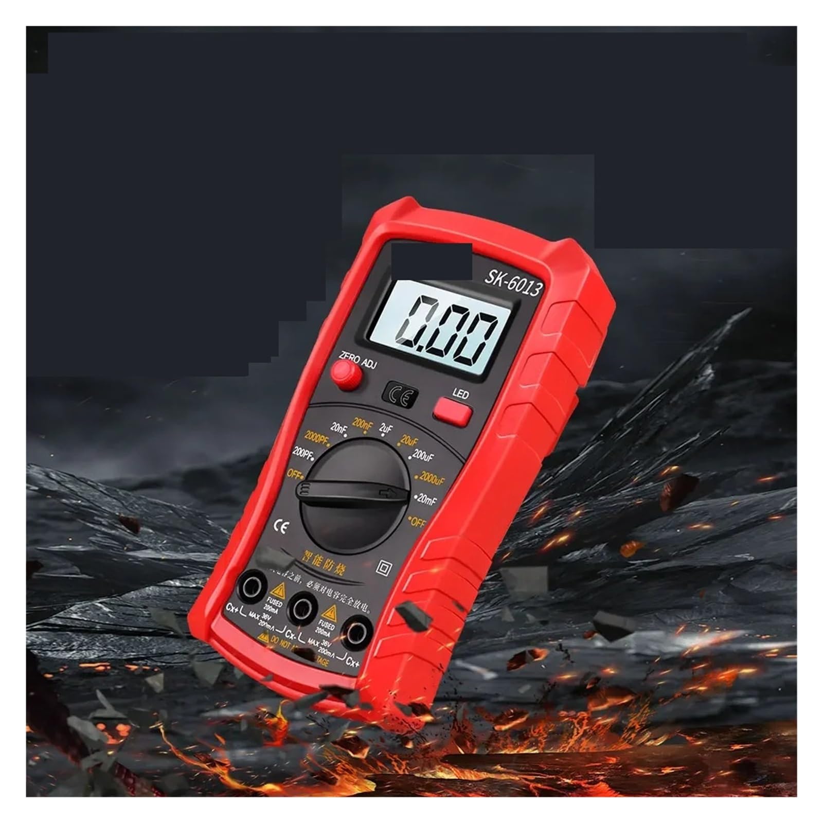 Tester Kabli Sieciowych, Cyfrowy Tester Pojemności SK-6013 20000μF | Analizator Kondensatorów, Liczniki Z 1999 R., Multimetr Elektryczny(SK-6013 red)