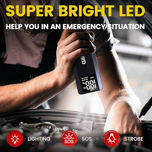 Miniatura 5 de Arrancador de batería de coche 017 6000A (para todo gas o hasta 12L Diesel), batería de arranque de hasta 100 arranques, pantalla completa y luz