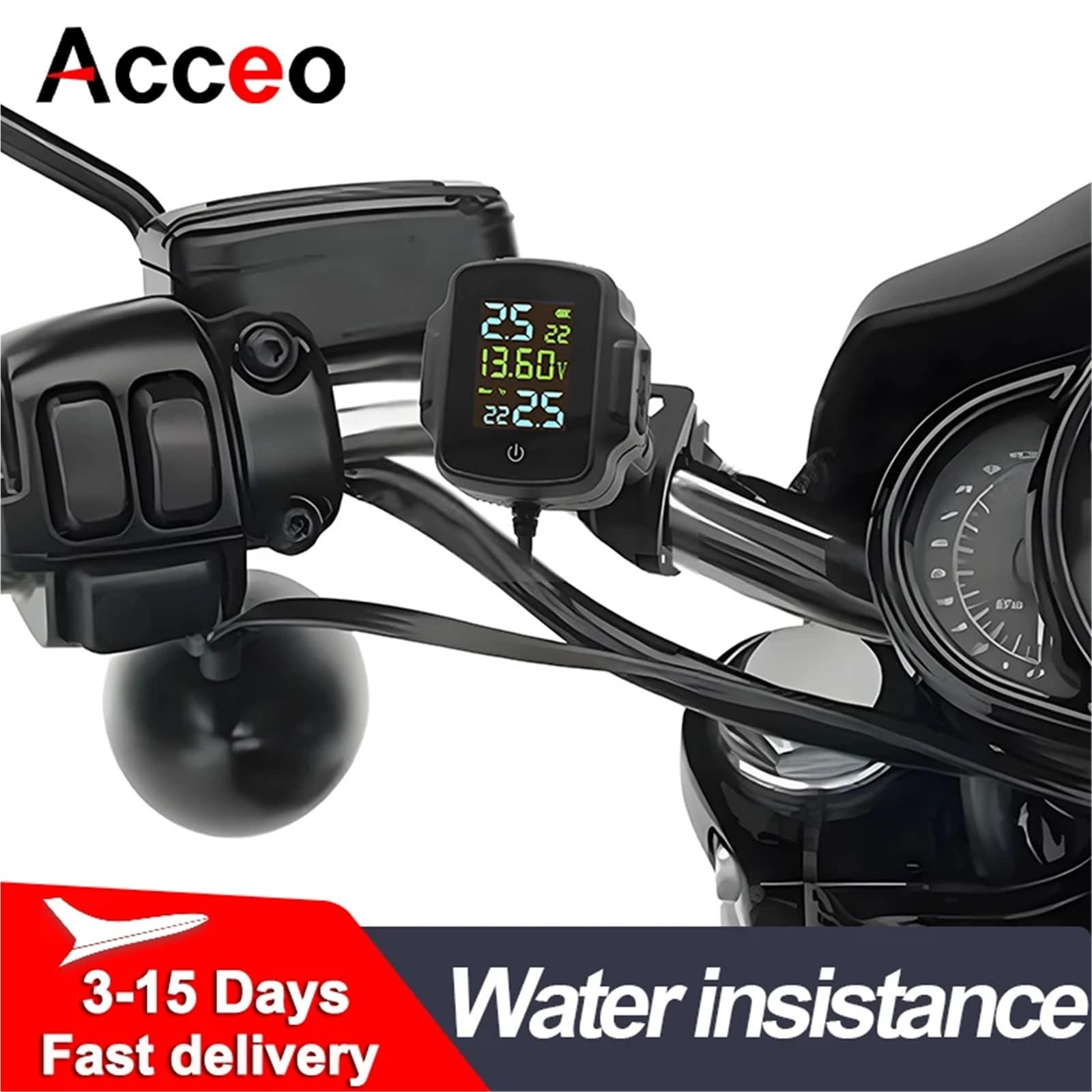 Sistema di Allarme for la Temperatura dei Pneumatici TPMS for Moto con Ricarica USB e Uscita Rapida monitoraggio dell'Allarme for for(K05-External)