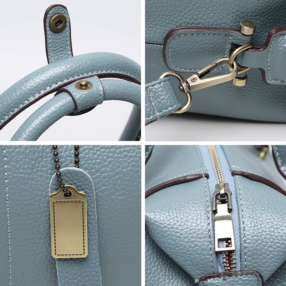 Bolso de Mano con Bandolera para Mujer en Cuero PU Boston Bolso Hombro Vintage Bolso Gris