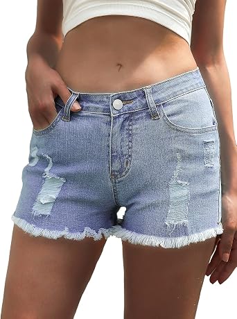 ASUOAgio Women Jean Shorts Frayed 