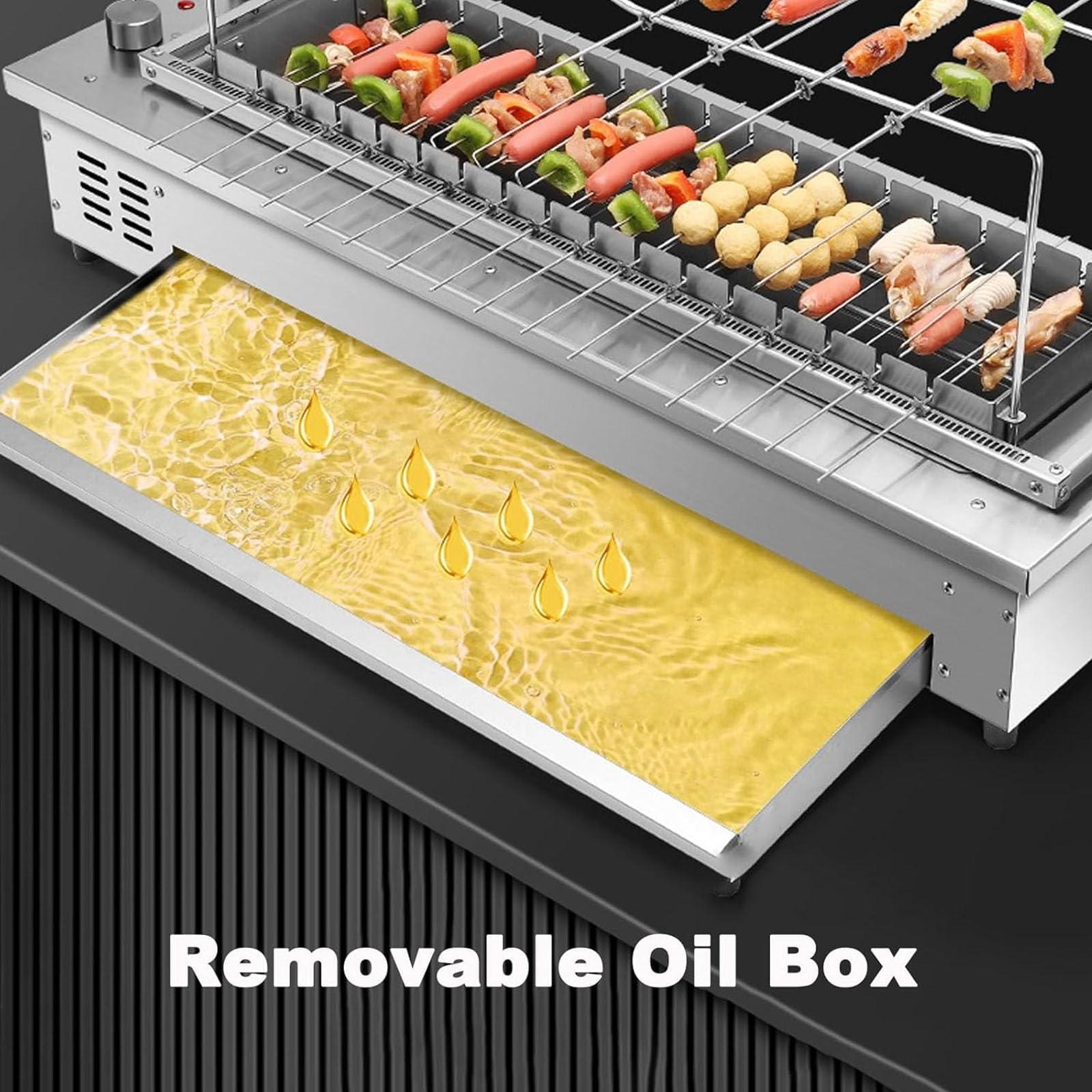 Komercyjny grill elektryczny 16 szaszłyków, bezdymny kebab na blacie o mocy 3400 W z regulowaną temperaturą, automatyczny piekarnik obrotowy ze stali nierdzewnej do domowego grilla w restauracji