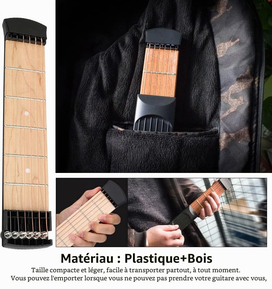 WANGCL 6 frettes portable pour gaucher - Outil de pratique de guitare - Gadget d'entraînement pour guitare débutant