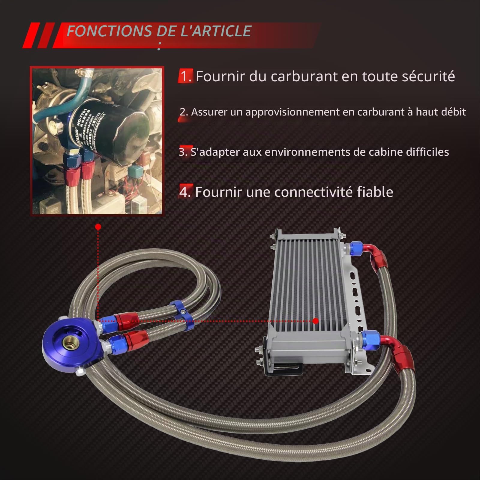 Refroidisseur d'huile 19 rangs AN10 Kit de connexion Refroidissement supplémentaire externe Refroidisseur d'huile universel Refroidisseur d'eau Refroidisseur d'huile de moteur