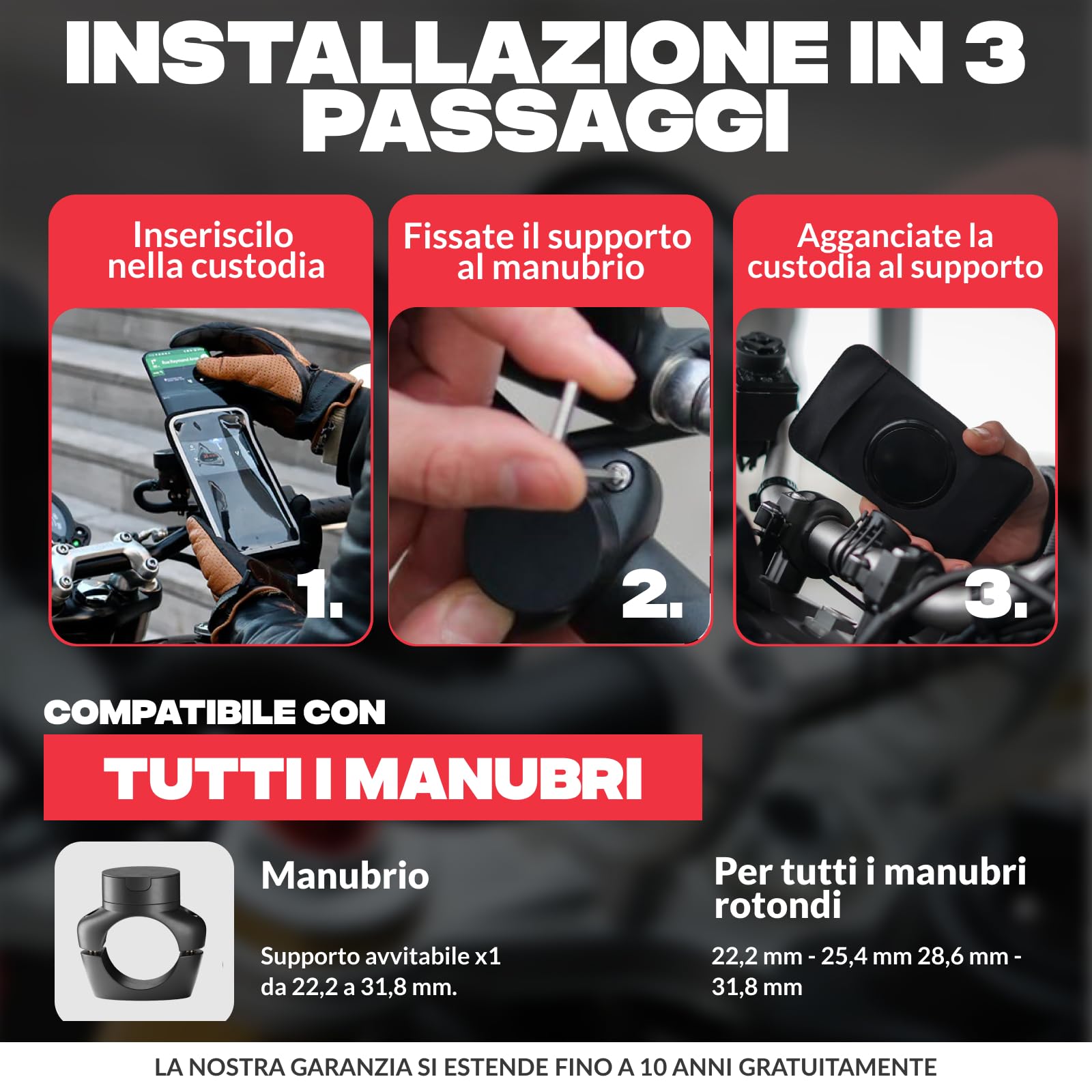Shapeheart - Supporto magnetico per telefono da moto Pro, antivibrazione, supporto impermeabile per manubrio moto, orientamento a 360°