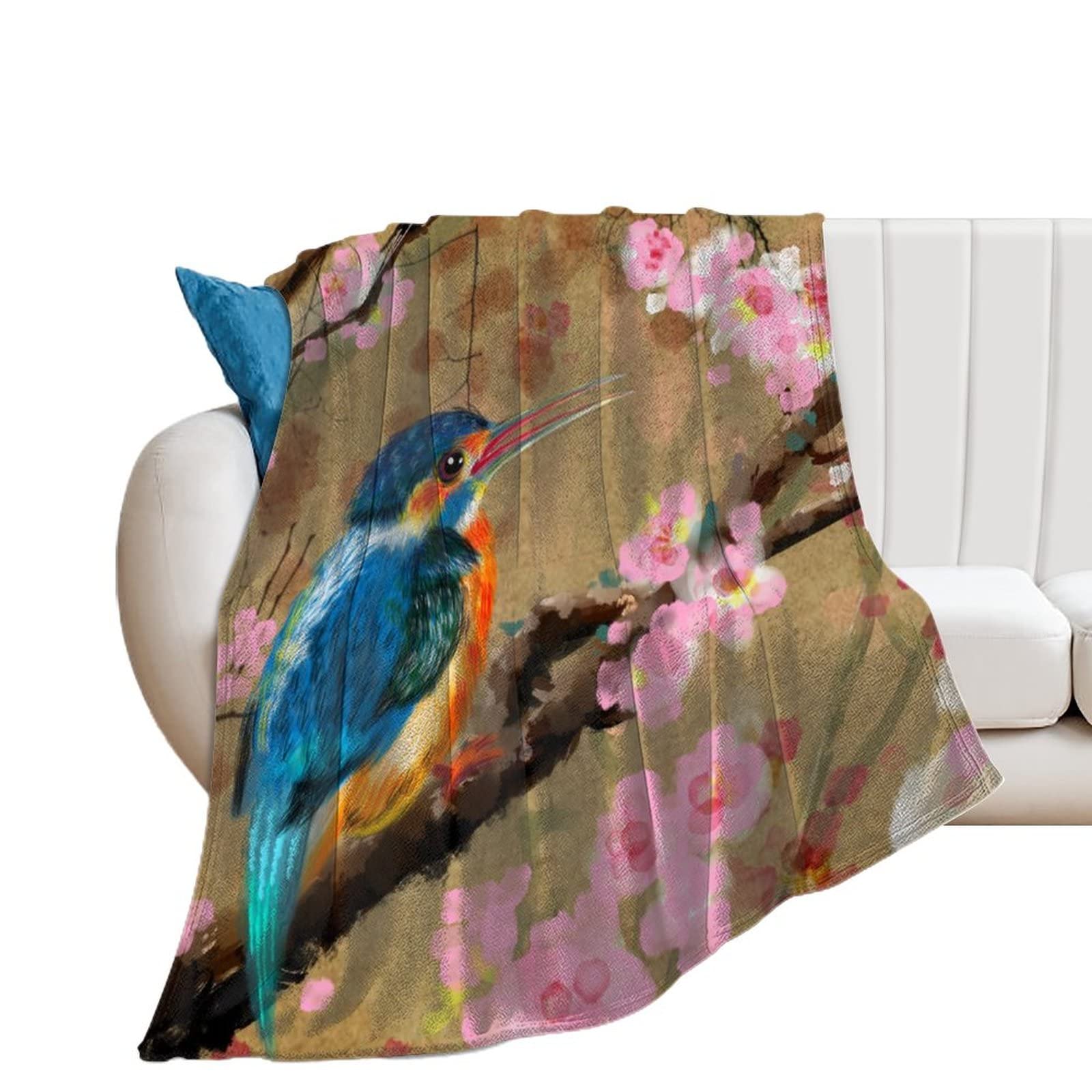 Couverture Polaire en Flanelle Fleurs Anciennes Plaid 100x130cm