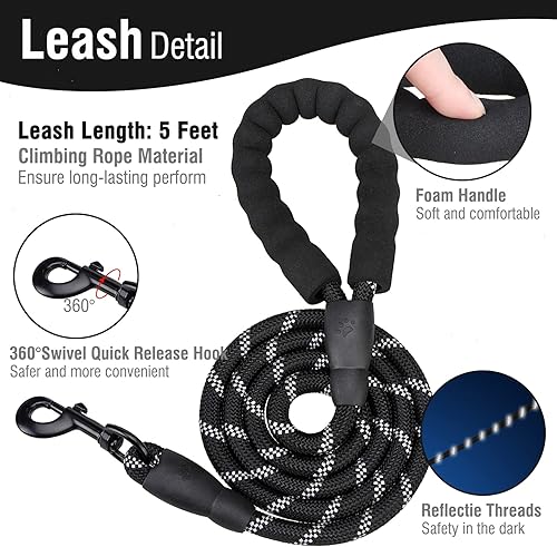 Miniatura 4 de SCENEREAL Arnés y correa para perro sin tirones chaleco reflectante ajustable y acolchado suave de 360 con correa resistente de 5 pies para perro y
