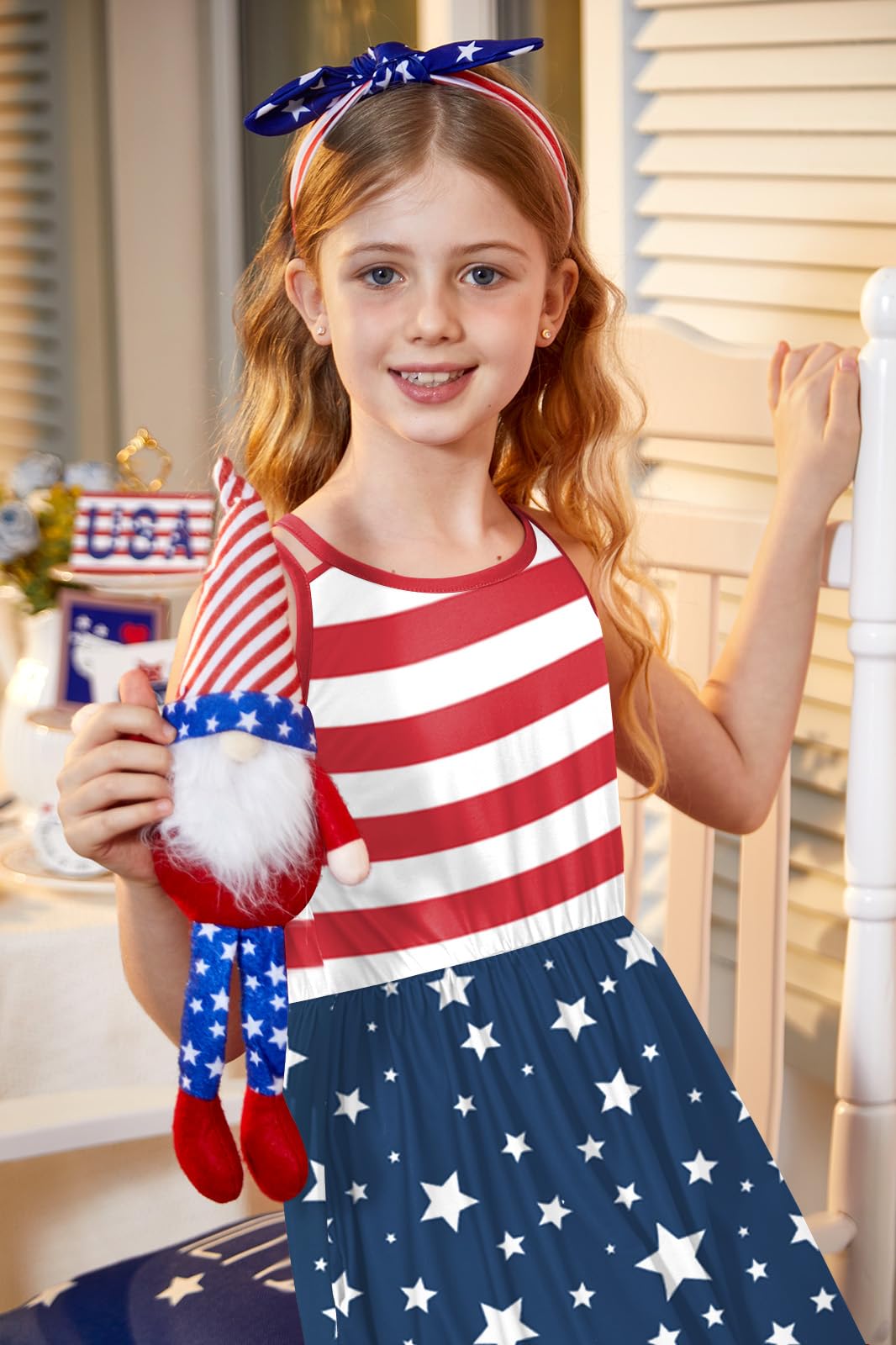 BesserBay Vestito estivo da bambina, casual, senza maniche, a incrocio, carino, plissettato, prendisole midi con tasche, 3-14 anni