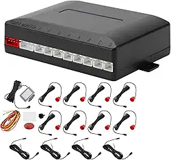 Sistema de radar de backup reverso de veículo automotivo LCD Display de distância Sensores de estacionamento reverso detecção de distância 8 sensores de estacionamento vermelho