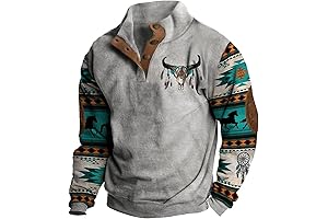 Vintage Aztec Printed Men Long Sleeve Button Down Shirt