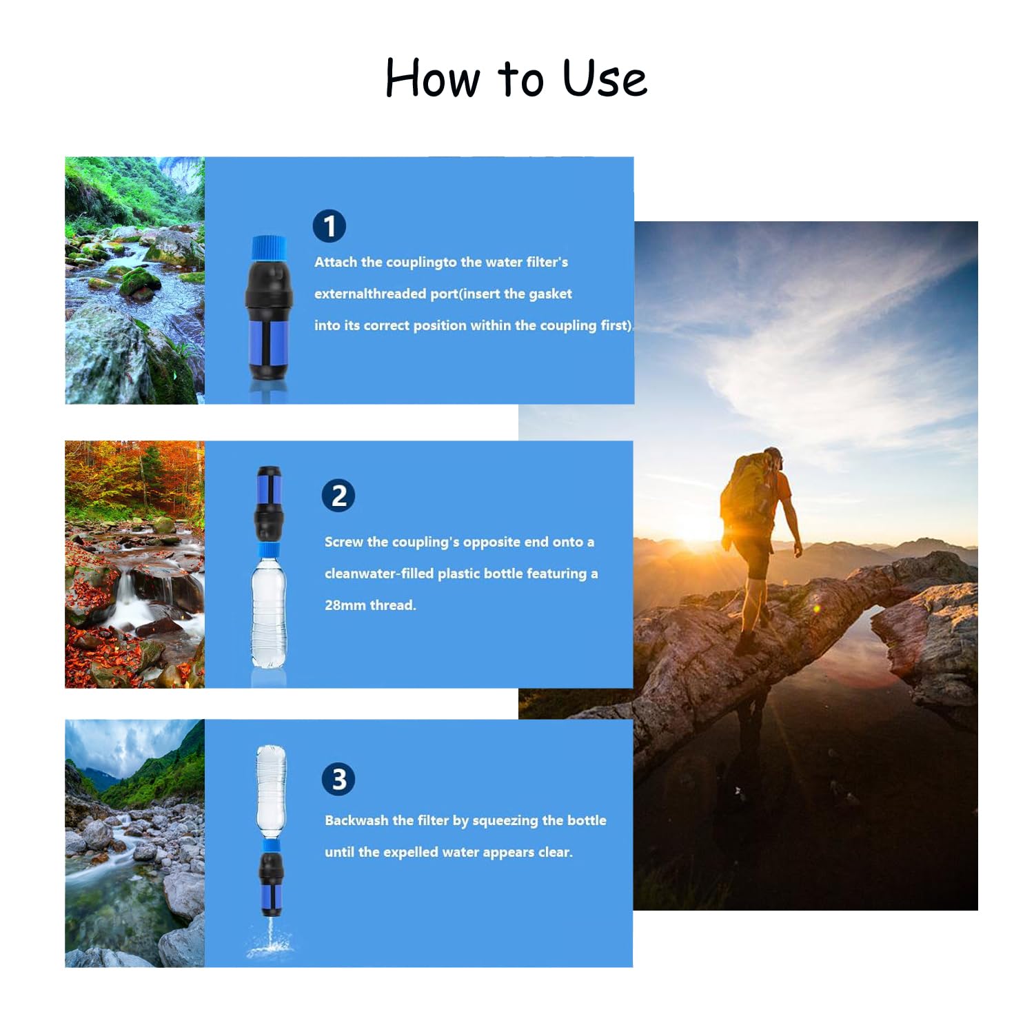 1 Pcs Water Filter Coupling 5 Pcs Filter Cleaning Gasket With Seal Kit Compatible with 28mm External Threaded — view 3