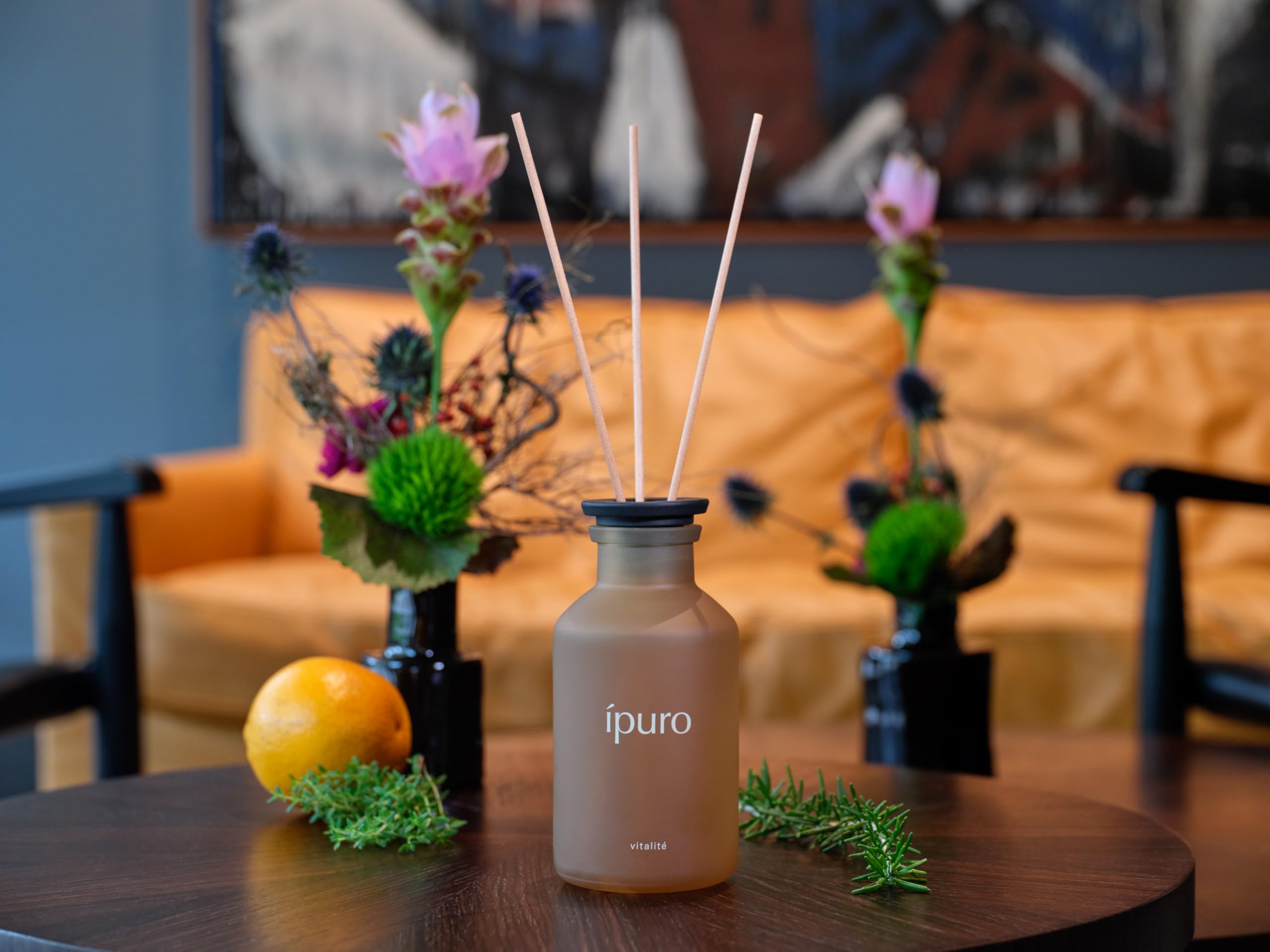 ipuro Classic Raumduft mit Stäbchen VITALITÉ 240ml - Raumerfrischer mit Rosmarin & Ingwer, Zedernholz & Patchouli Duft - Diffuser mit Stäbchen