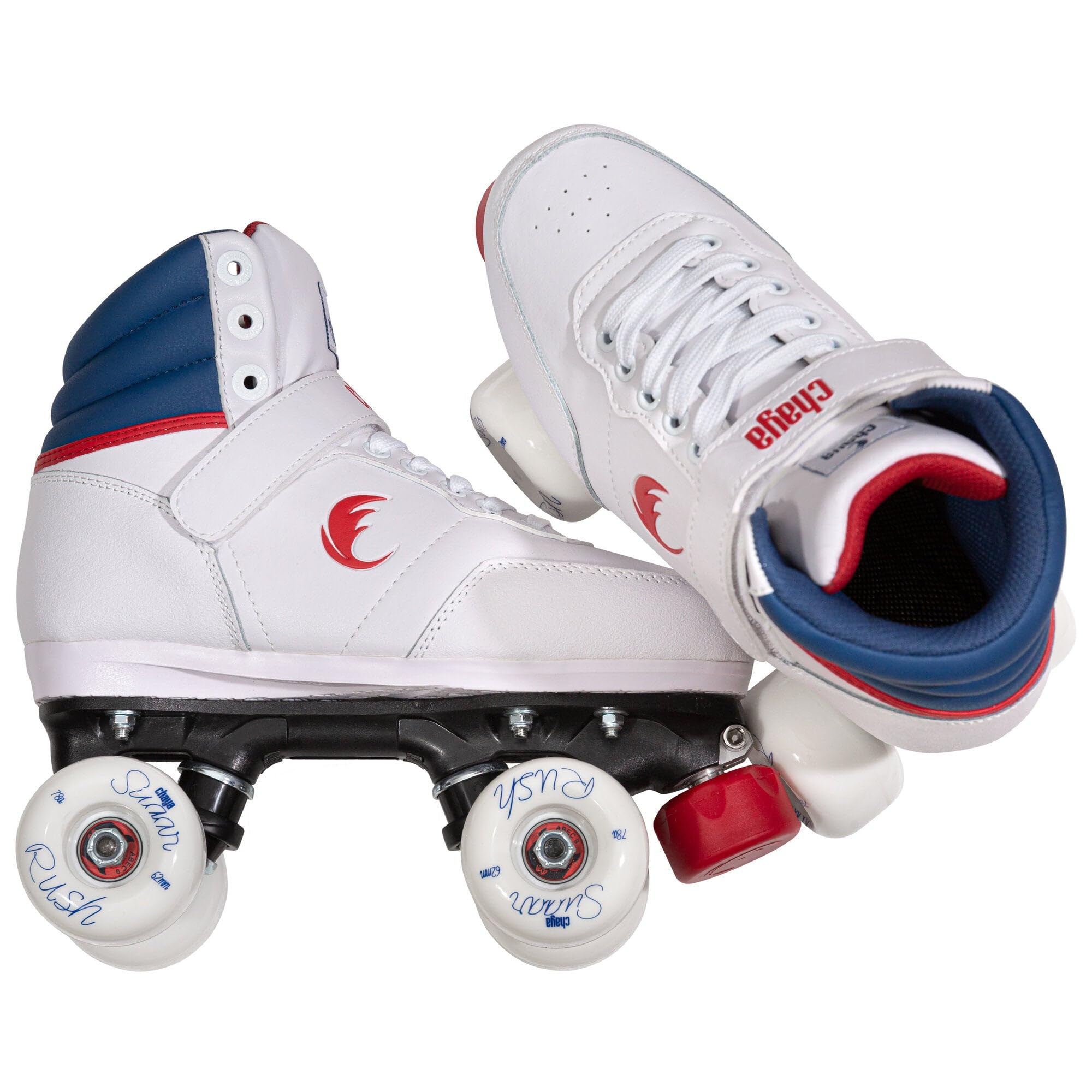 Chaya Rollschuhe Jump 2.0 - Roller Skates für Damen und Herren im Retro-Look für Roller-Disco - Roll-Schuhe in Weiß/Blau