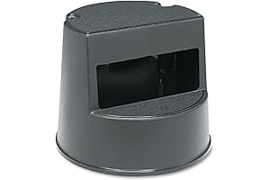 Rubbermaid 16-Inch Diameter Rolling Step Stool, Curved Design, Retracting Casters