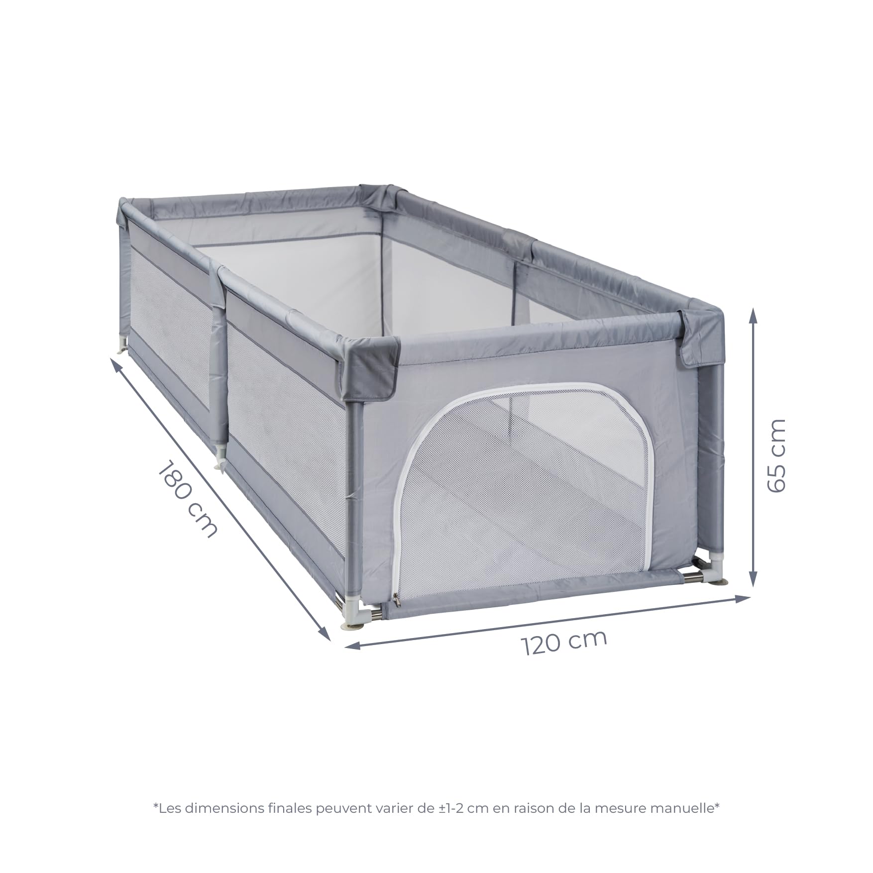 Parc pour enfant XXL en nylon - 200 x 180 cm - Parc de jeux pour bébé pliable avec chatières et fenêtre filet - Avec ventouses - Montage facile (180 x 120 cm)