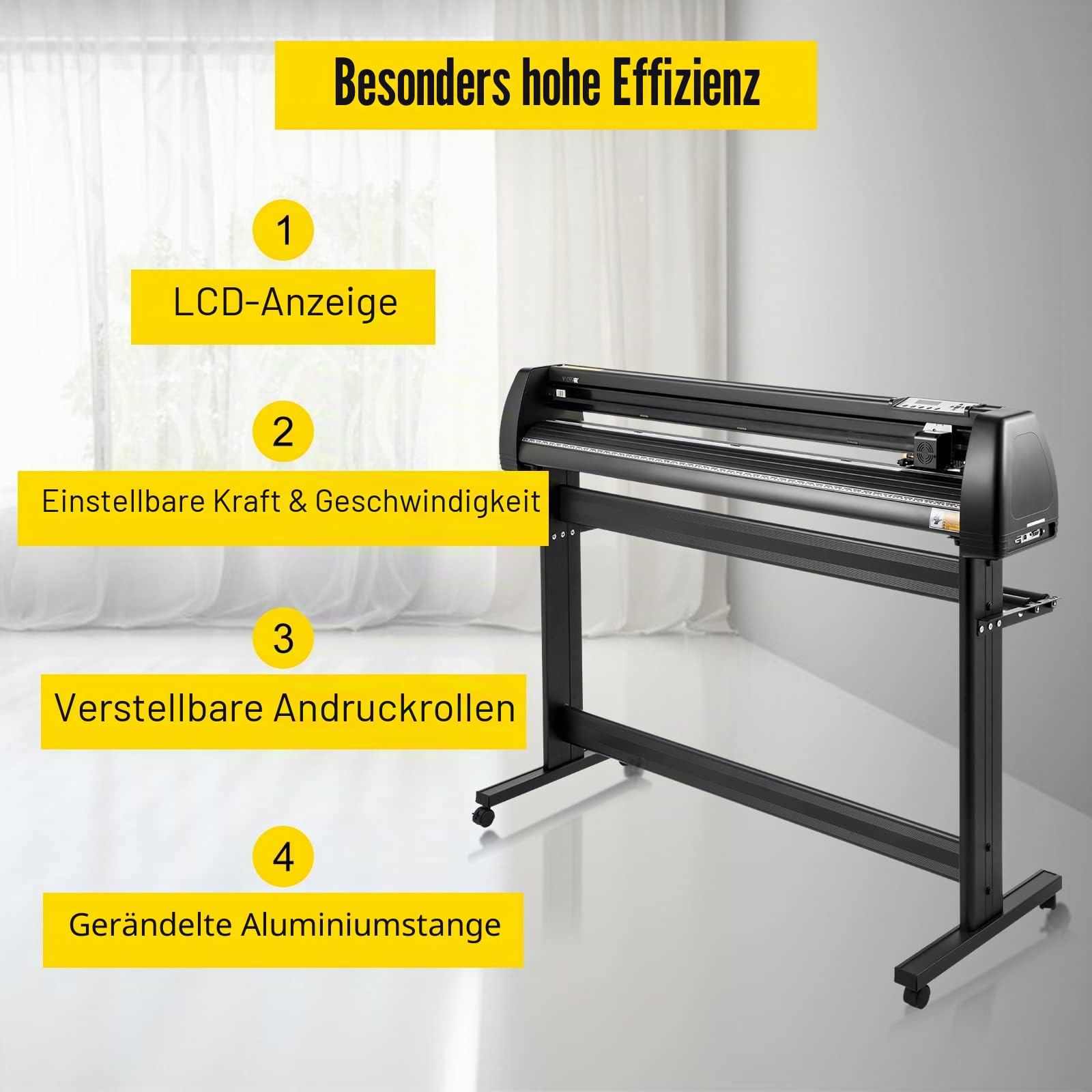 VEVOR Vinyl Schneideplotter 1350 mm, Folienschneider Max. Schnittbreite 1260 mm, Plottermaschine Schnittgeschwindigkeit 800 mm/s, Folienplotter mit Signcut & Signmaster, Hobbz Plotter, 25 kg…