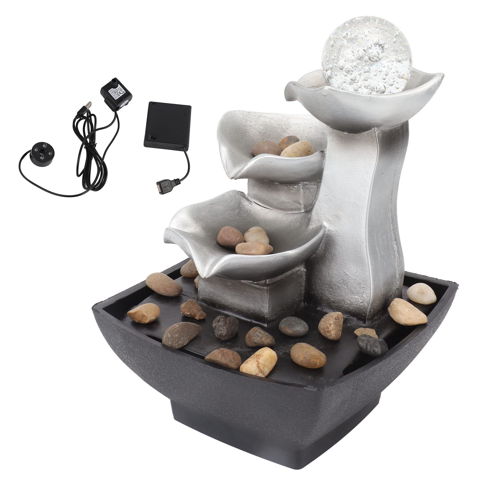Buachois Fontana da Interno,Fontana a Luci Colorate Rockery 5V con Pompa, Decorazione Feng Shui a Cascata, Ornamento Fontana, Meditazione Zen per Relax in Camera da Letto Home Office