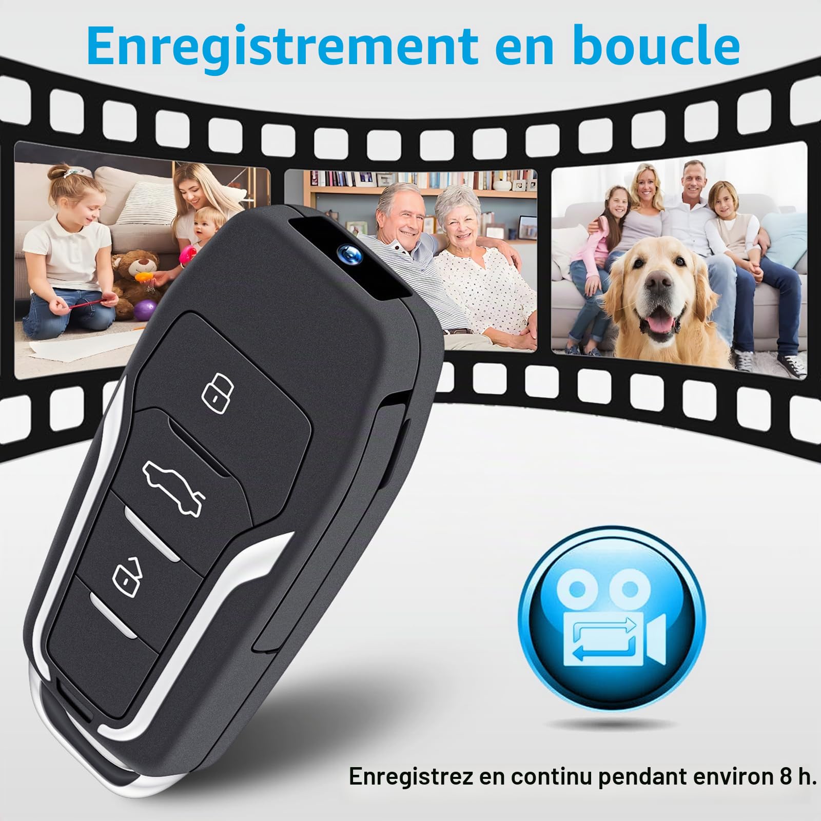 HGYGHO 64GB Mini Caméra Clé de Voiture, Petite Caméra Vidéo HD 1080P Portable Mini Caméras de Surveillance, Miniature Caméra de Sécurité avec Détection de Mouvement pour la Maison et Le Bureau