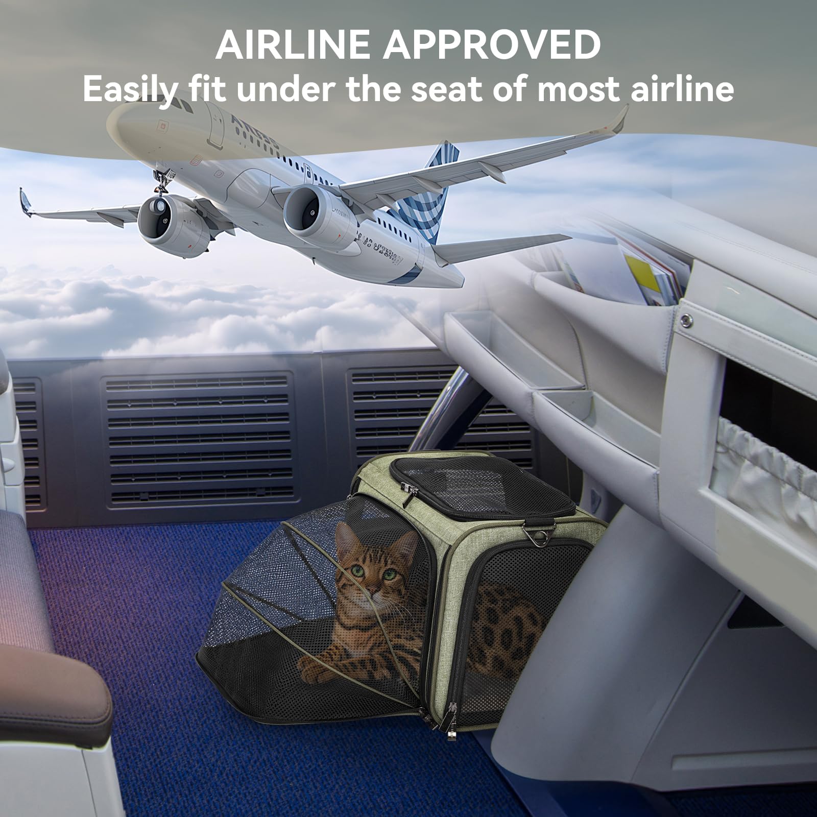 Petsfit Expandable Cat Carrier, Airline Approved Soft-Sided Pet Travel Bag for Small Dogs & Cats - Image 4