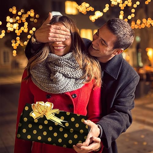 Miniatura 7 de MAMUNU 100 hojas de papel de seda negro y dorado a granel, papel de seda metálico para envolver bolsas de regalo y embalaje, papel de regalo negro